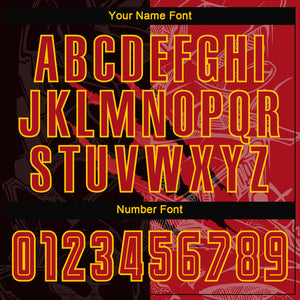 Custom Graffiti Pattern Red-Gold Scratch Sublimation Soccer Uniform Jersey