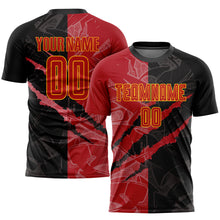 Laden Sie das Bild in den Galerie-Viewer, Custom Graffiti Pattern Red-Gold Scratch Sublimation Soccer Uniform Jersey
