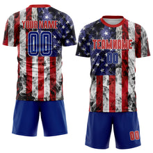 Load image into Gallery viewer, Custom White Royal-Red American Flag Fashion Sublimation Soccer Uniform Jersey
