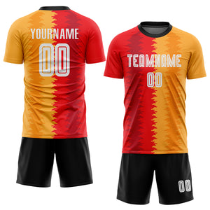 Custom Gold White-Black Sublimation Soccer Uniform Jersey