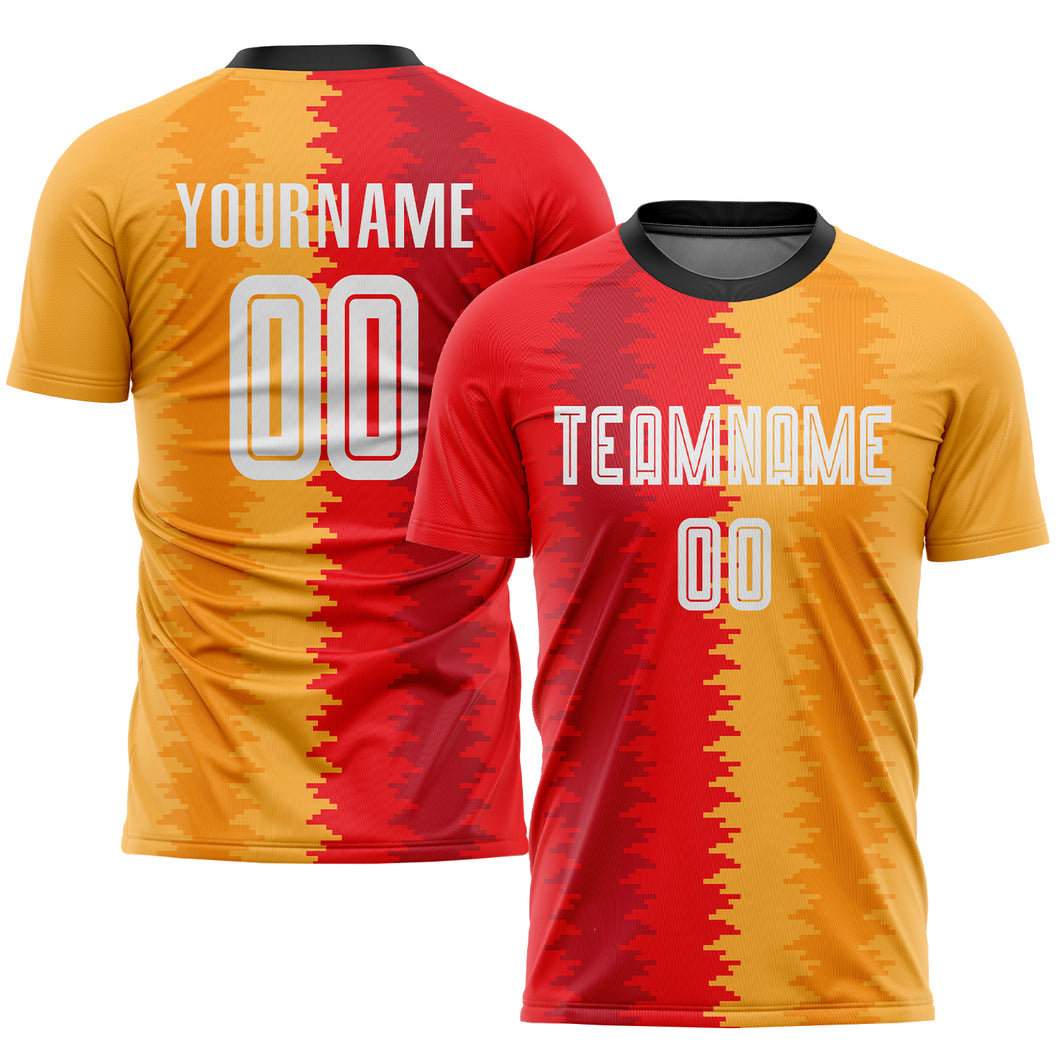 Custom Gold White-Black Sublimation Soccer Uniform Jersey