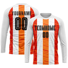 Laden Sie das Bild in den Galerie-Viewer, Custom White Black-Orange Sublimation Soccer Uniform Jersey
