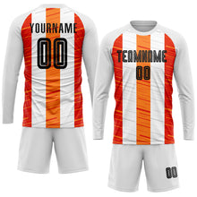 Laden Sie das Bild in den Galerie-Viewer, Custom White Black-Orange Sublimation Soccer Uniform Jersey
