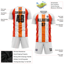 Load image into Gallery viewer, Custom White Black-Orange Sublimation Soccer Uniform Jersey
