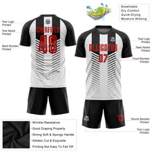 Laden Sie das Bild in den Galerie-Viewer, Custom Black Red-White Sublimation Soccer Uniform Jersey
