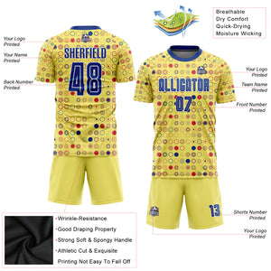 Custom Gold Royal-White Away Sublimation Soccer Uniform Jersey