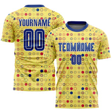 Load image into Gallery viewer, Custom Gold Royal-White Away Sublimation Soccer Uniform Jersey

