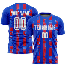Load image into Gallery viewer, Custom Royal White-Red Home Sublimation Soccer Uniform Jersey
