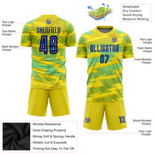 Load image into Gallery viewer, Custom Gold Royal-Light Blue Away Sublimation Soccer Uniform Jersey
