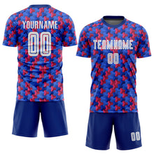 Laden Sie das Bild in den Galerie-Viewer, Custom Royal White-Red Home Sublimation Soccer Uniform Jersey
