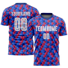 Laden Sie das Bild in den Galerie-Viewer, Custom Royal White-Red Home Sublimation Soccer Uniform Jersey
