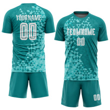 Load image into Gallery viewer, Custom Teal White Third Sublimation Soccer Uniform Jersey
