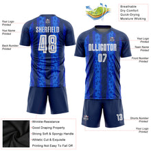 Laden Sie das Bild in den Galerie-Viewer, Custom Navy White-Royal Away Sublimation Soccer Uniform Jersey

