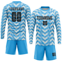 Laden Sie das Bild in den Galerie-Viewer, Custom Light Blue Black-White Home Sublimation Soccer Uniform Jersey
