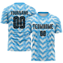 Load image into Gallery viewer, Custom Light Blue Black-White Home Sublimation Soccer Uniform Jersey
