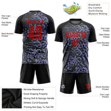 Load image into Gallery viewer, Custom Black Red-Purple Third Sublimation Soccer Uniform Jersey
