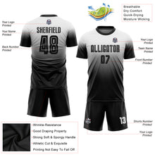 Laden Sie das Bild in den Galerie-Viewer, Custom White Black Sublimation Fade Fashion Soccer Uniform Jersey
