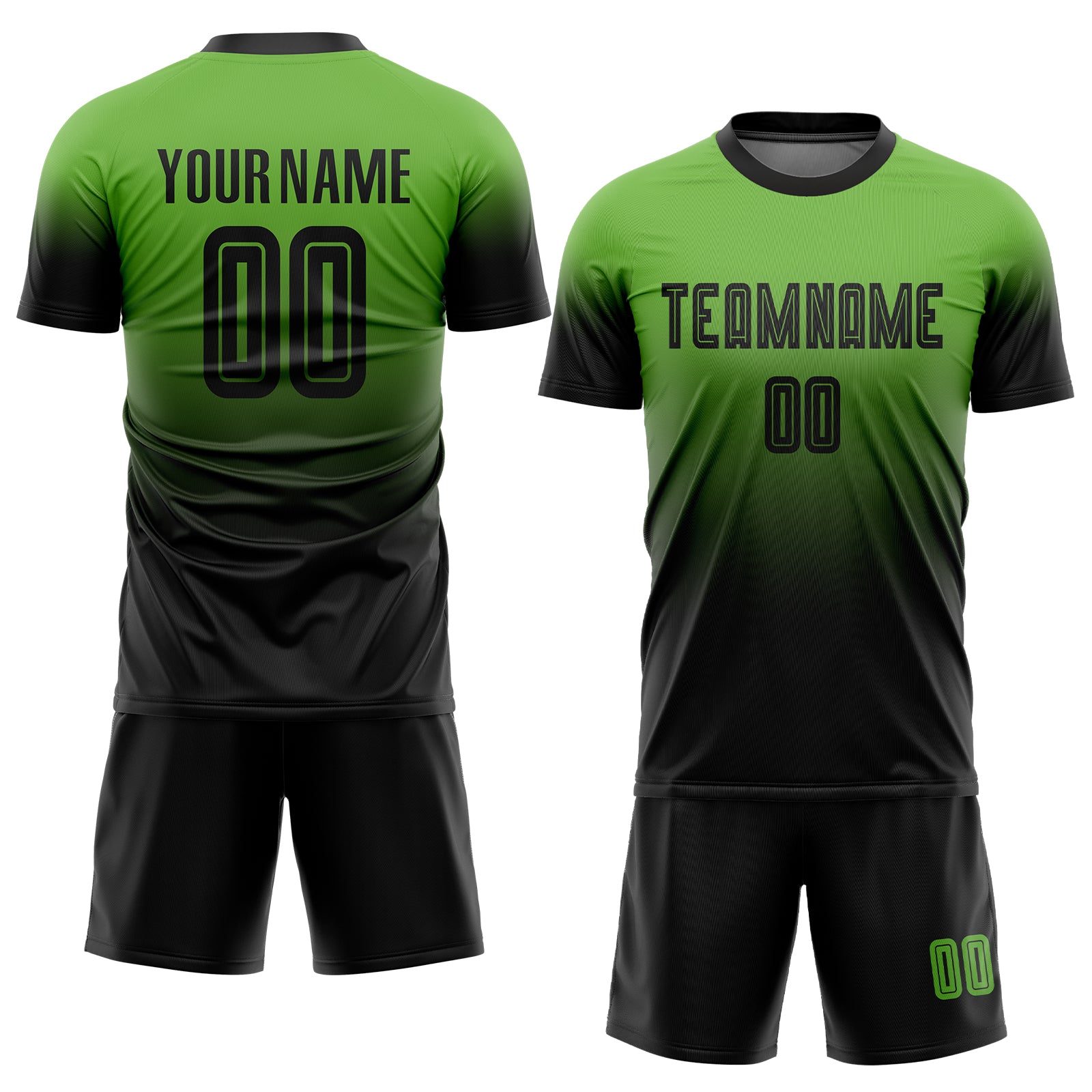 Cheap Custom Neon Green Black Sublimation Fade Fashion Soccer Uniform Jersey  Free Shipping – CustomJerseysPro