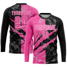 Laden Sie das Bild in den Galerie-Viewer, Custom Graffiti Pattern Pink Black-White Sublimation Soccer Uniform Jersey
