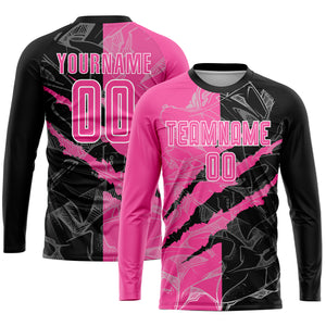 Custom Graffiti Pattern Pink Black-White Sublimation Soccer Uniform Jersey