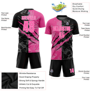 Custom Graffiti Pattern Pink Black-White Sublimation Soccer Uniform Jersey