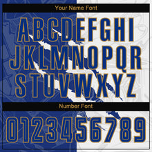 Laden Sie das Bild in den Galerie-Viewer, Custom Graffiti Pattern Royal White-Old Gold Scratch Sublimation Soccer Uniform Jersey
