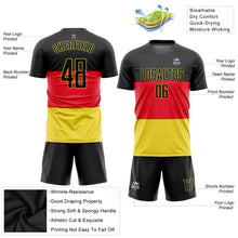 Laden Sie das Bild in den Galerie-Viewer, Custom Red Black-Gold Sublimation German Flag Soccer Uniform Jersey
