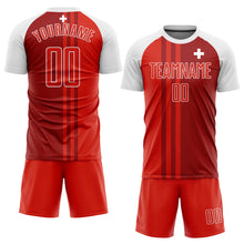 Load image into Gallery viewer, Custom Red Crimson-White Sublimation Swiss Flag Soccer Uniform Jersey
