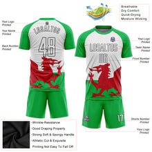 Laden Sie das Bild in den Galerie-Viewer, Custom Green White Red-Black Sublimation Welsh Flag Soccer Uniform Jersey
