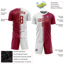 Laden Sie das Bild in den Galerie-Viewer, Custom White Crimson-Old Gold Sublimation Qatari Flag Soccer Uniform Jersey

