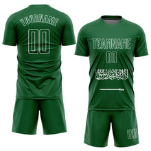 Laden Sie das Bild in den Galerie-Viewer, Custom Green Green-White Sublimation Saudi Arabian Flag Soccer Uniform Jersey
