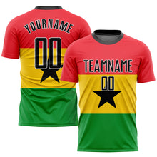 Load image into Gallery viewer, Custom Red Black Gold-Kelly Green Sublimation Ghanaian Flag Soccer Uniform Jersey
