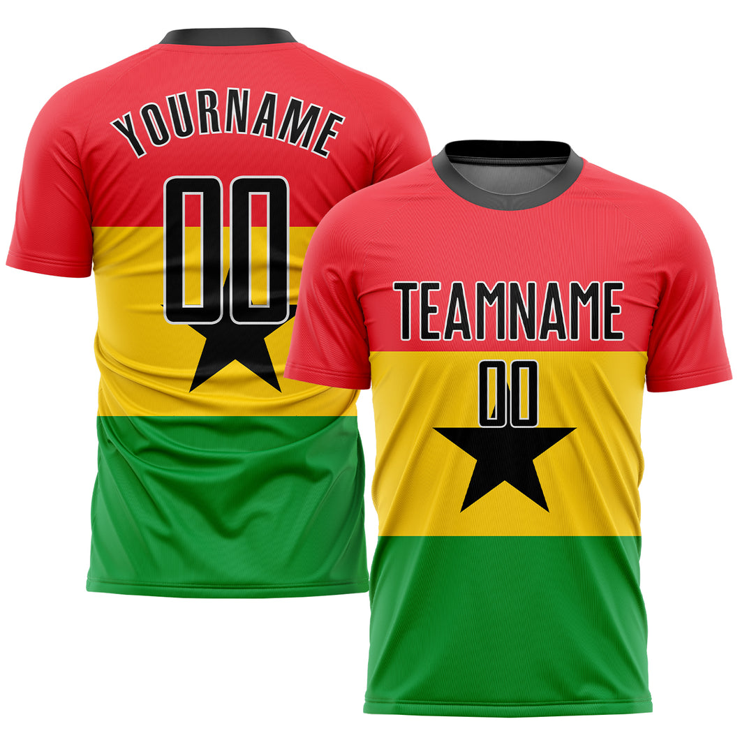 BestCustom Custom Kelly Green Gold Red-Black Sublimation Cameroonian Flag Soccer Uniform Jersey S