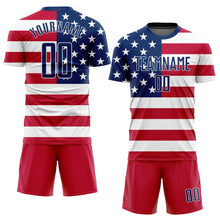 Laden Sie das Bild in den Galerie-Viewer, Custom Red Royal-White Sublimation American Flag Soccer Uniform Jersey
