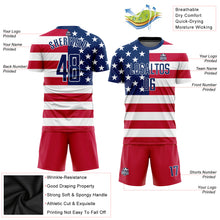 Laden Sie das Bild in den Galerie-Viewer, Custom Red Royal-White Sublimation American Flag Soccer Uniform Jersey
