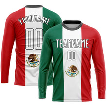 Load image into Gallery viewer, Custom Kelly Green White Red-Black Sublimation Mexican Flag Soccer Uniform Jersey
