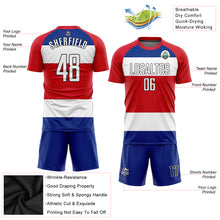 Laden Sie das Bild in den Galerie-Viewer, Custom Red White Royal-Black Sublimation Costa Rican Flag Soccer Uniform Jersey
