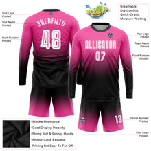 Load image into Gallery viewer, Custom Pink White-Black Sublimation Long Sleeve Fade Fashion Soccer Uniform Jersey
