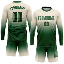 Laden Sie das Bild in den Galerie-Viewer, Custom Cream Green Sublimation Long Sleeve Fade Fashion Soccer Uniform Jersey
