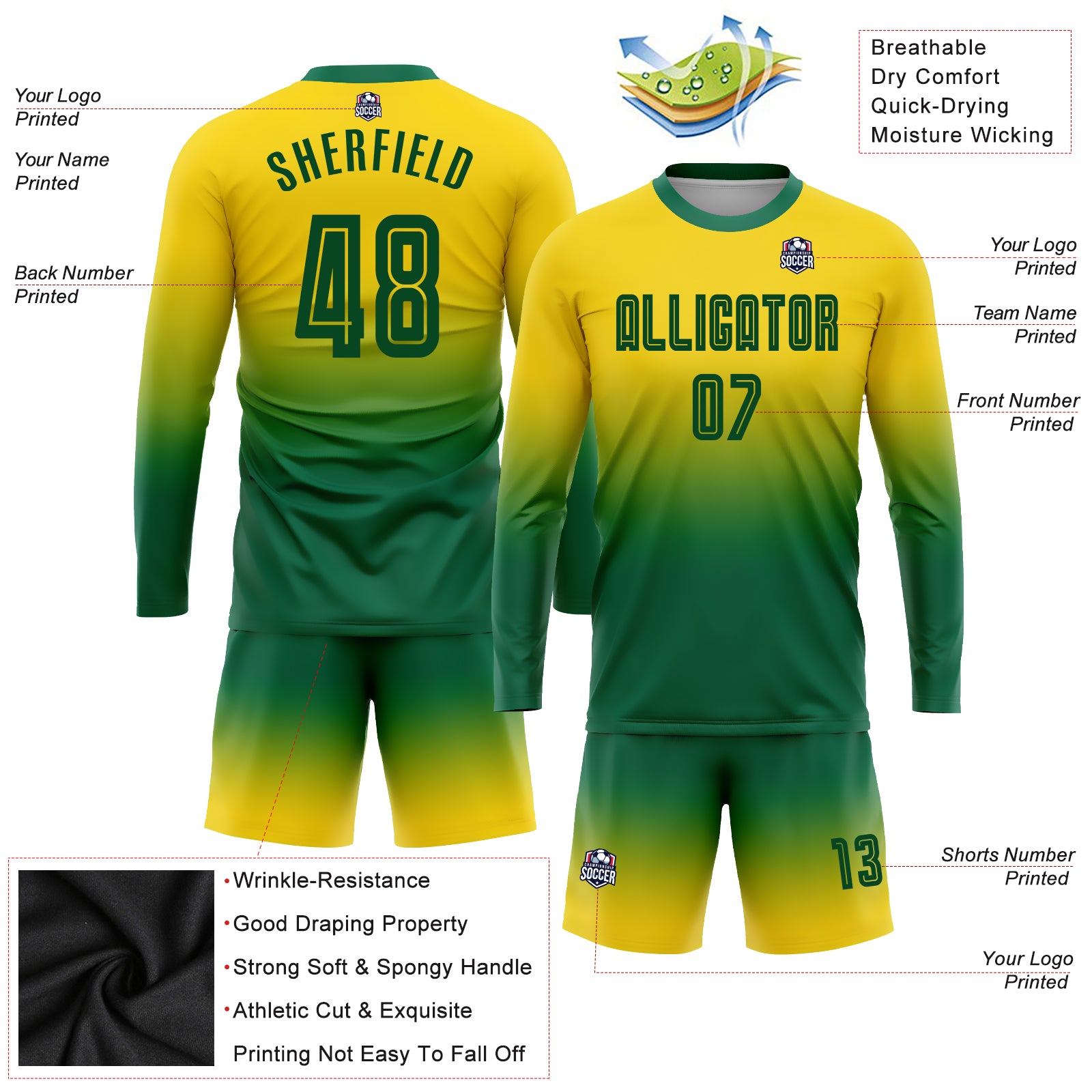 BestCustom Custom Kelly Green Gold Red-Black Sublimation Cameroonian Flag Soccer Uniform Jersey S