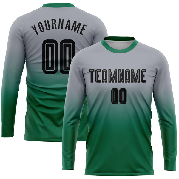 Cheap Custom Gray Black-Kelly Green Sublimation Long Sleeve Fade Fashion  Soccer Uniform Jersey Free Shipping – CustomJerseysPro