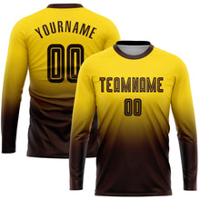 Load image into Gallery viewer, Custom Gold Brown Sublimation Long Sleeve Fade Fashion Soccer Uniform Jersey
