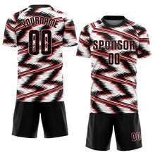 Load image into Gallery viewer, Custom White Black-Red Sublimation Soccer Uniform Jersey
