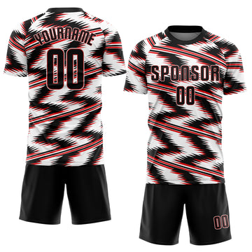 Custom White Black-Red Sublimation Soccer Uniform Jersey