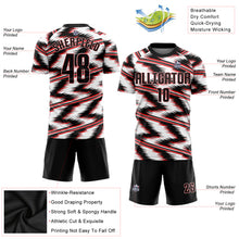 Load image into Gallery viewer, Custom White Black-Red Sublimation Soccer Uniform Jersey
