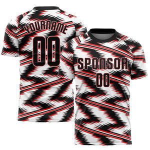 Custom White Black-Red Sublimation Soccer Uniform Jersey