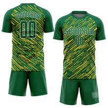 Laden Sie das Bild in den Galerie-Viewer, Custom Kelly Green Kelly Green-Gold Sublimation Soccer Uniform Jersey
