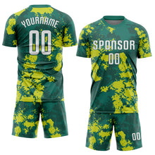 Load image into Gallery viewer, Custom Kelly Green White-Neon Green Sublimation Soccer Uniform Jersey
