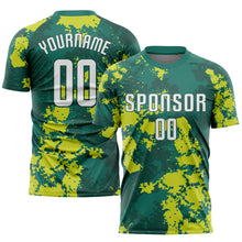 Laden Sie das Bild in den Galerie-Viewer, Custom Kelly Green White-Neon Green Sublimation Soccer Uniform Jersey
