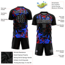 Laden Sie das Bild in den Galerie-Viewer, Custom Black Black Royal-Red Sublimation Soccer Uniform Jersey
